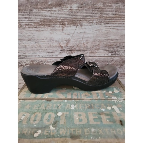 Dansko Sophie Sandal Black Metallic Python Heeled Sandals Size 41 US 10.5 - 11 - Picture 7 of 11